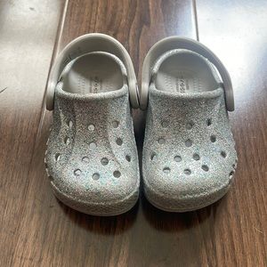 5C Silver Glitter Toddler Crocs
